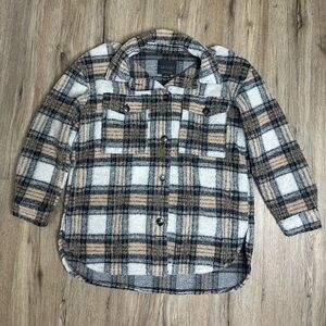 Sanctuary Plaid Town Shacket Sherpa Jacket